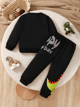 Children's Dinosaur Graphic Sweatshirt and Pants Set OutfitFlow